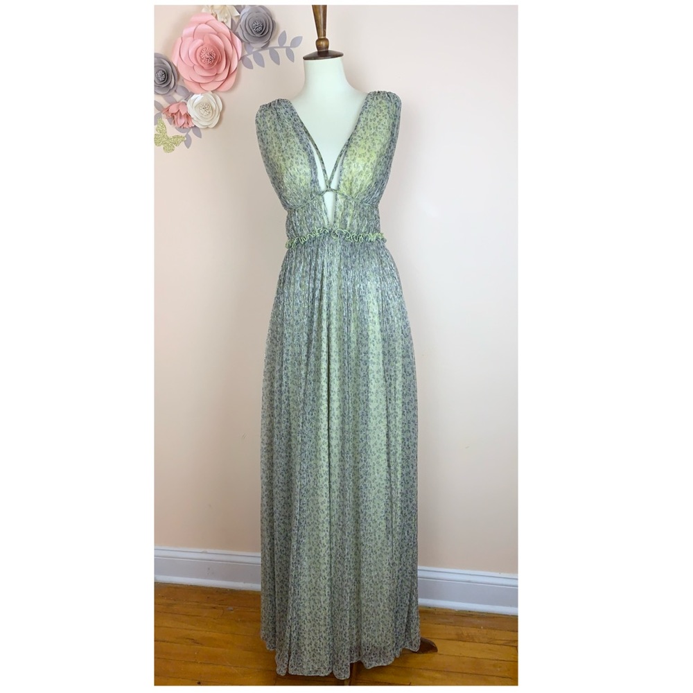 New! JONATHAN SIMKHAI Plisse Metallic Maxi Dress - Picture 2 of 14